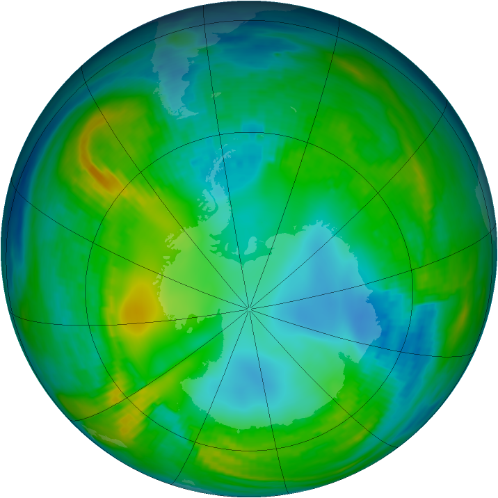 Antarctic ozone map for 13 May 1981
